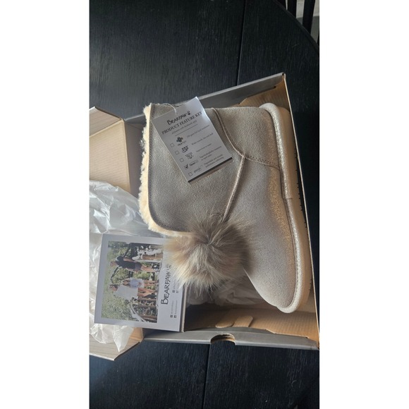 Bearpaw Libby Metallic Suede Pom Pom Boots Women Size 9 - Picture 4 of 9